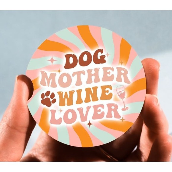Handmade Other - Set of 2 Car Coasters, Dog Mother Car Coaster,‎ Neoprene Car Coaster